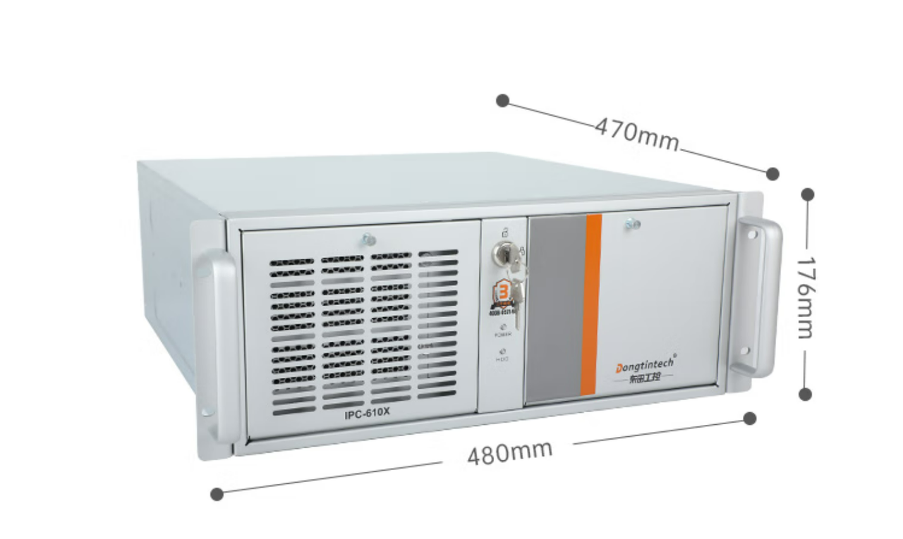 　這款機(jī)器采用了DT-610X機(jī)箱和DT-WR680MA主板。整體為銀灰色。采用了熱浸鍍鋅薄鋼板，防銹、耐候性強(qiáng)。并且它的防銹蝕性特別好，-般環(huán)境防蝕效果可達(dá)30-50年，熱浸鍍鋅薄鋼板外形美觀，加工容易。尺寸為430（481.6帶耳朵）*470*176mm（寬*深*高）,約重23kg，便于搬運(yùn)。